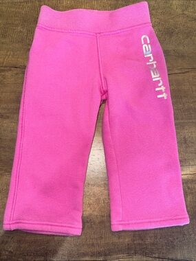 Carhartt Toddler Girls Pink Fleece Sweatpants Size S Cozy Logo Joggers